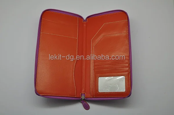 pu leather certificate folders with zipper and card pouches