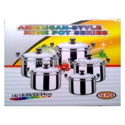 
OEM Custom Stainless Steel Cooking Pot Cookware Pot Sets Kitchen Pot Set with Glass Lid 