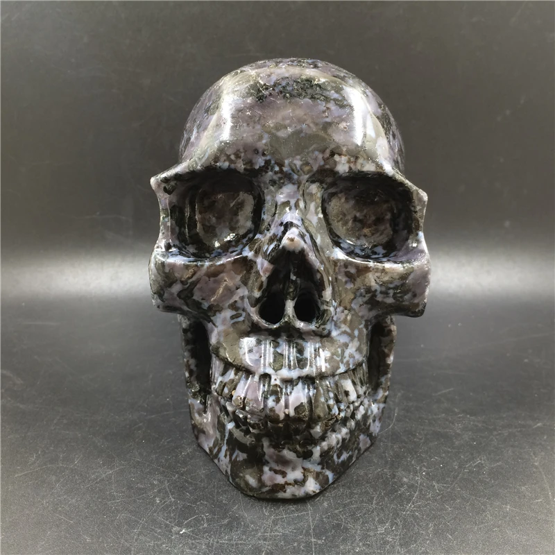 Wholesale Natural Gabbro Stone Skulls Mystic Merlinite Quartz Crystal Carving