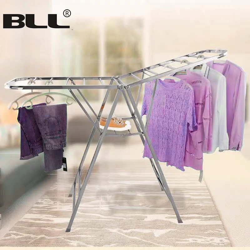 Foldable 2 layers Clothes air dryer mental material heavy duty  butterfly wings stand folding Clothes hanger drying rack