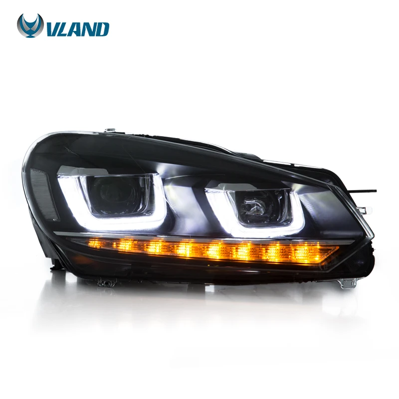 
VLAND Manufacturing and Wholesale sequential head lights 2008-2013 LED headlight For Volkswagen GOLF6 