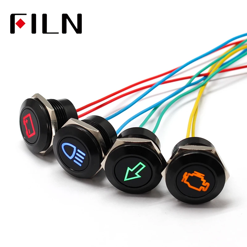 Водонепроницаемый светодиодный индикатор со стрелкой IP68, 19 мм, 12 В, лампа-Авиатор для мотоцикла с символом на заказ и проводом 20 см