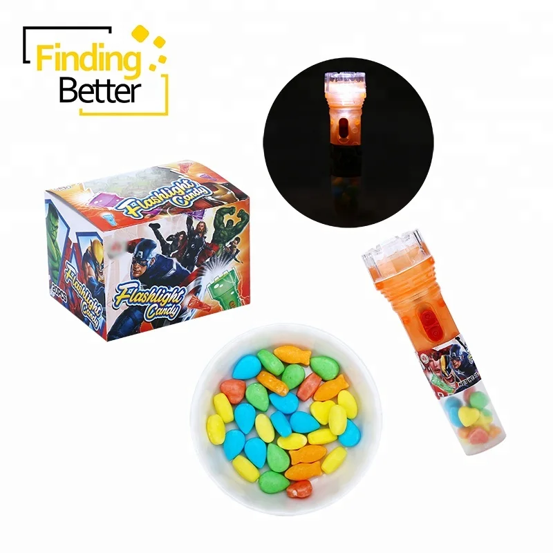 
Plastic Led Light Flashlight Toy Pressed Candies Lighting Torch Toy Candy with Hard Tablet Candy 