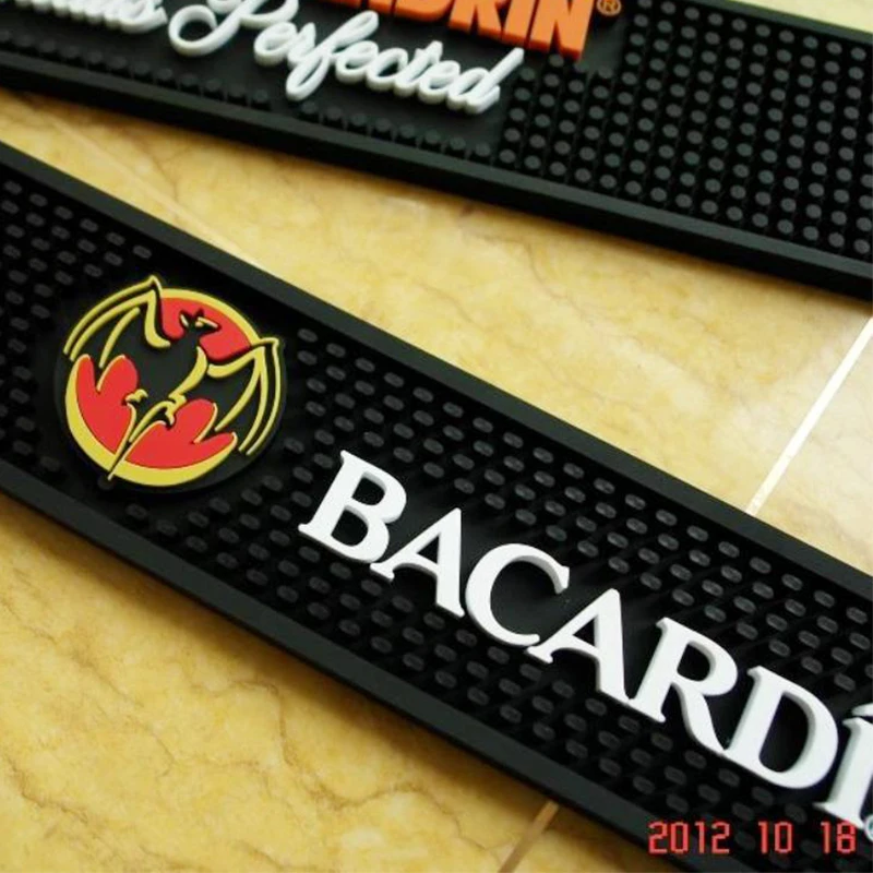 
Top Custom Made Logo BACARDI soft Pvc Personalized Soft Rubber Beer Bar Drip Spill Mat 