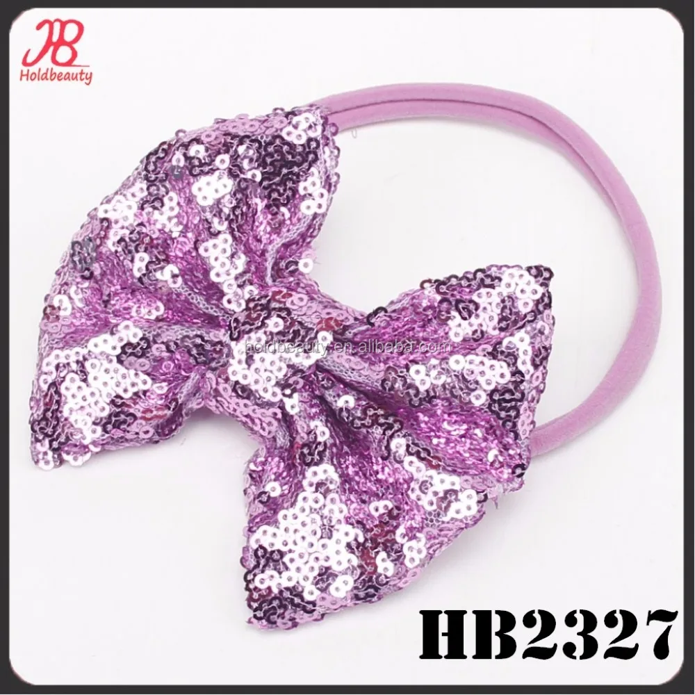 Glitter shinning Sequin bow with nude nylon headband