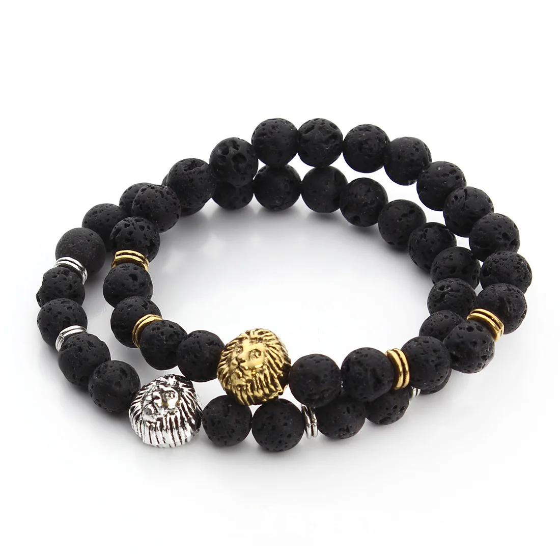 
Luxury Men Bracelet New Design Lava Stone Bracelet Volcanic Stone Bracelet Lion Hand Accessories 