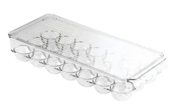 ZNF00022 Clear Stackable 21 Eggs Tray Refrigerator Storage Container Covered Egg Holder