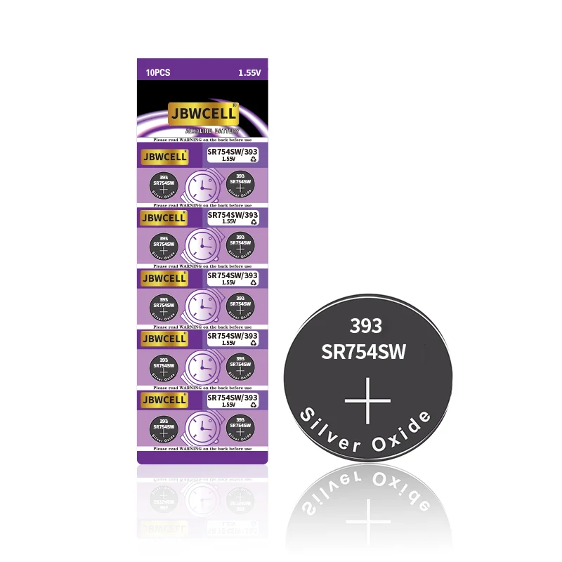 1.55V SR754SW 393 silver oxide button cell battery for watches