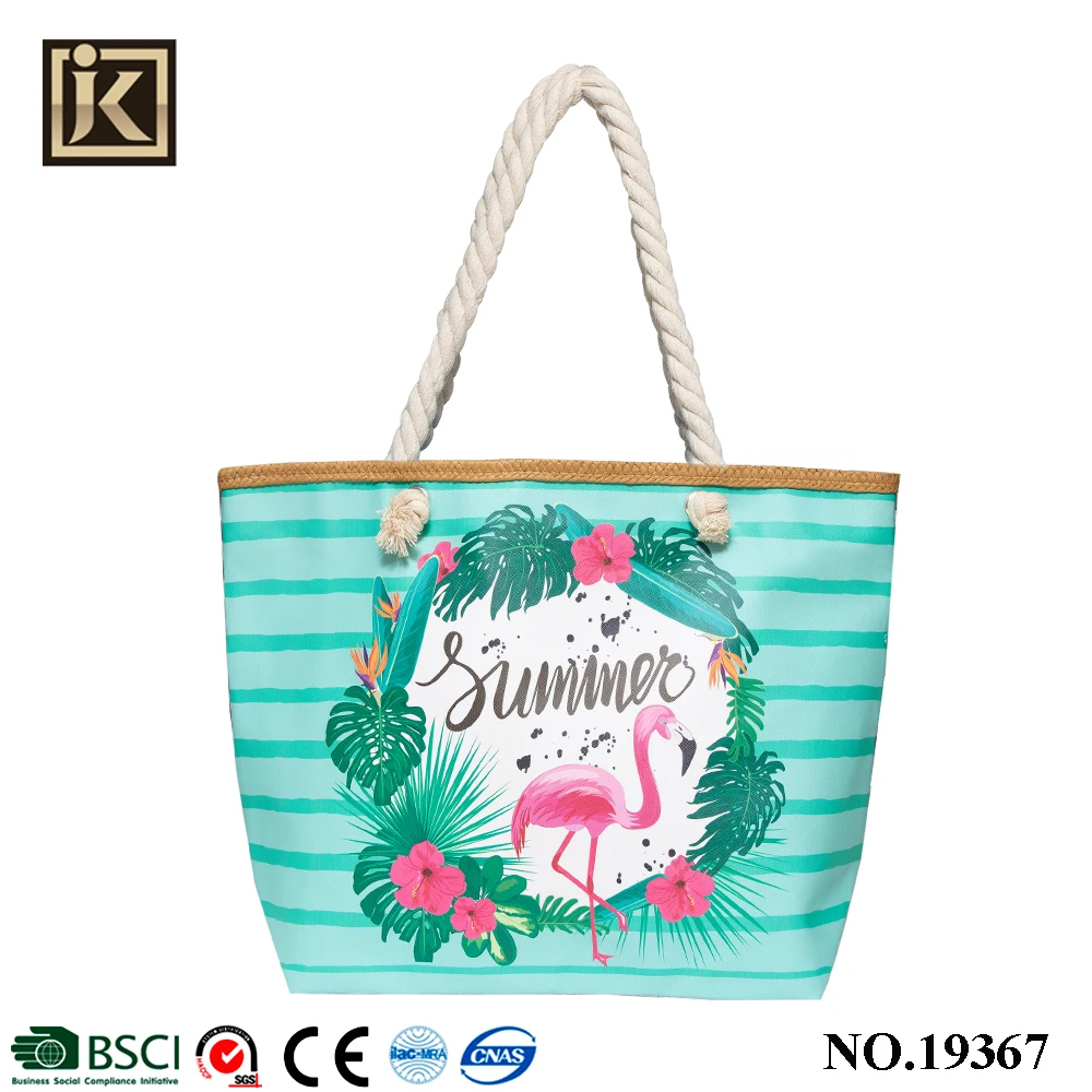 Jakijayi Colorful Flamingo Pattern Printing Pu Beach Bag For Lady