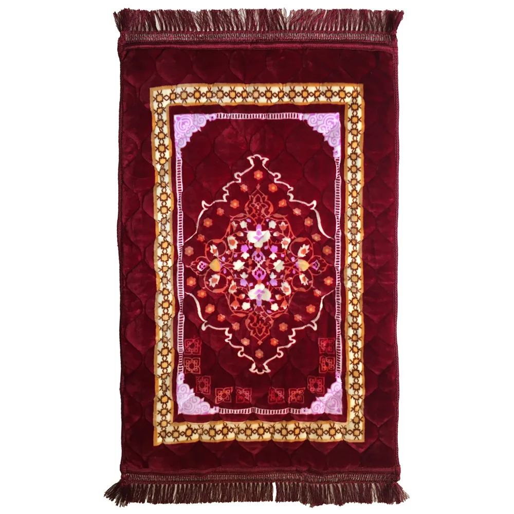 
Anti-slip foam inside cheap printed thick rugs online foldable prayer mat import carpet from china red patterned 