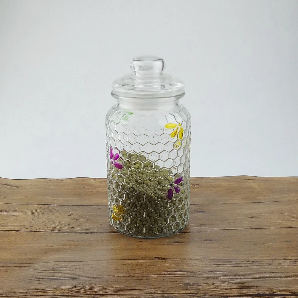 
Clear glass storage jars with glass gasket lids 