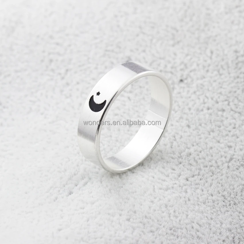 Steel Fashion Engrave Sun Moon Women Wedding Set Rings Jewelry