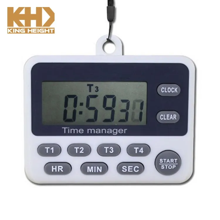 KH-TM042 KING HEIGHT Classroom Cooking Kids Teachers Countdown Digital Kitchen Alarm Clock 4 Channels Timer