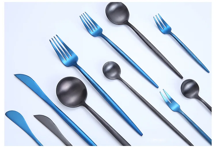 
Western dinner set blue black steak dessert coffee spoon 304 stainless steel knife and fork spoon 