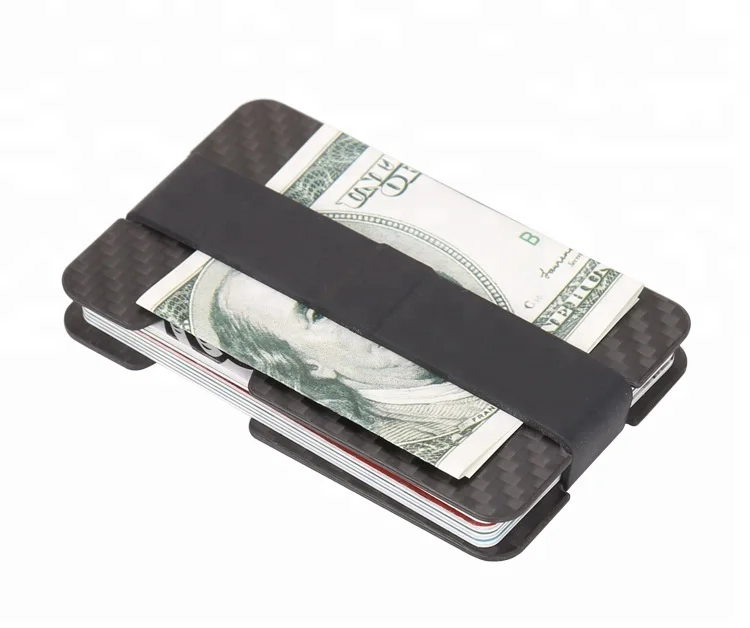 
(Td CF21)Best black minimal carbon fiber slim money clip men accessory easy wallet 