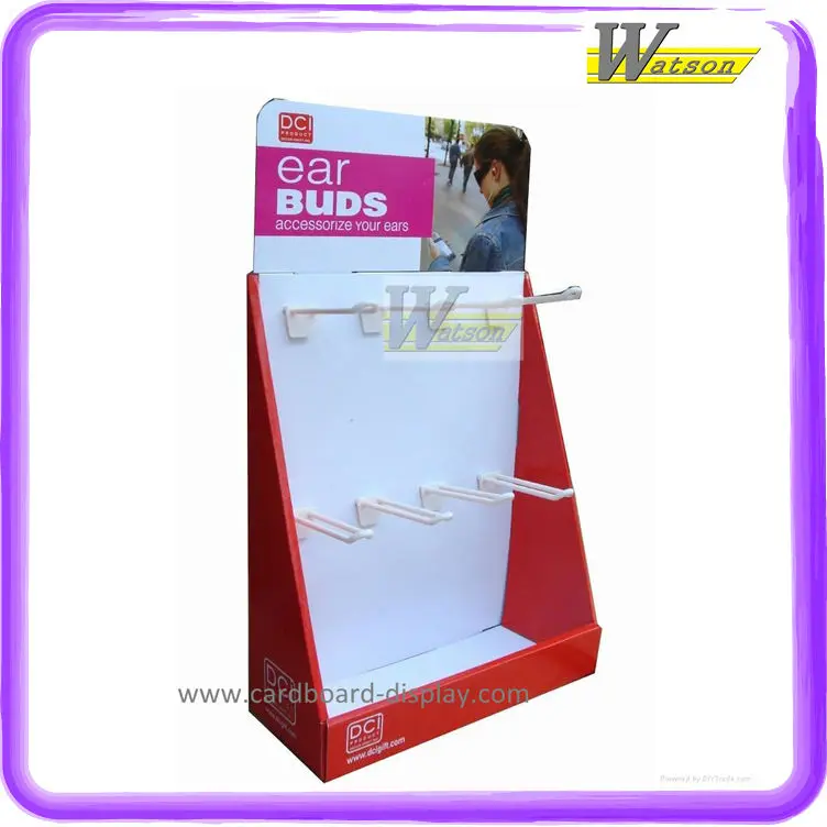 
New Product corrugated paper customized counter display with hooks 