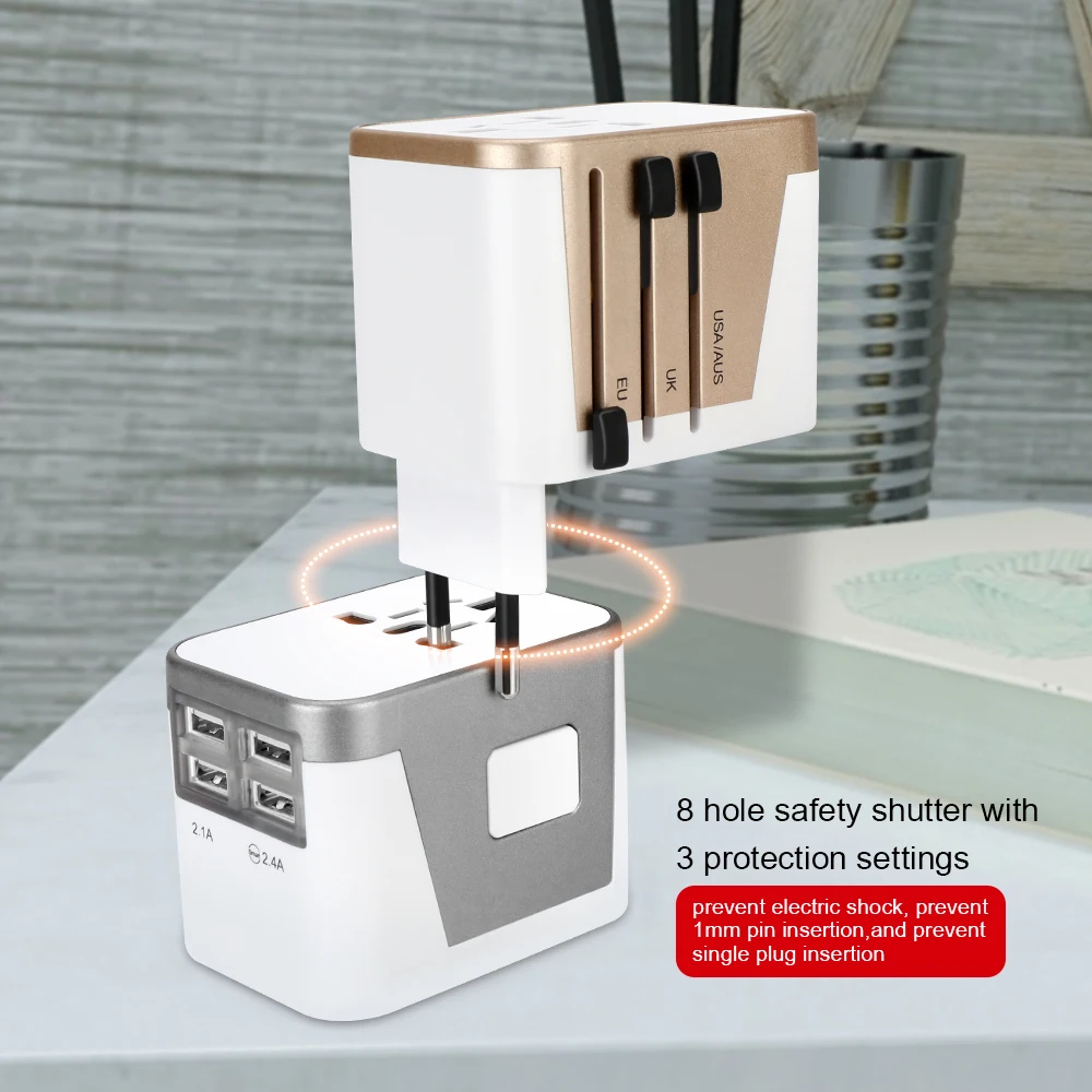 
Portable Travel Adapter International Socket Plugs Multi USB travel adaptor Worldwide Wall Charger 