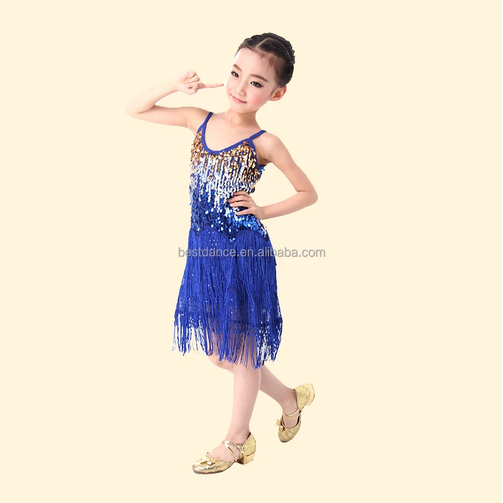 Girls Dance Costumes Ballroom Smooth Latin tango Tassels Sequin Dance Dress Costume