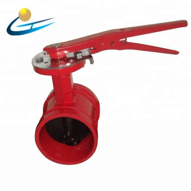 ductile iron cast iron fire fighting socket handle handwheel  grooved butterfly valve