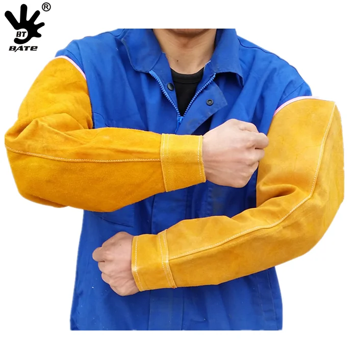 Leather Heat Resistant Welding Arm Pipe Sleeves Elastic Cuff Safety Work Spark Resistant Protection Arm Guard