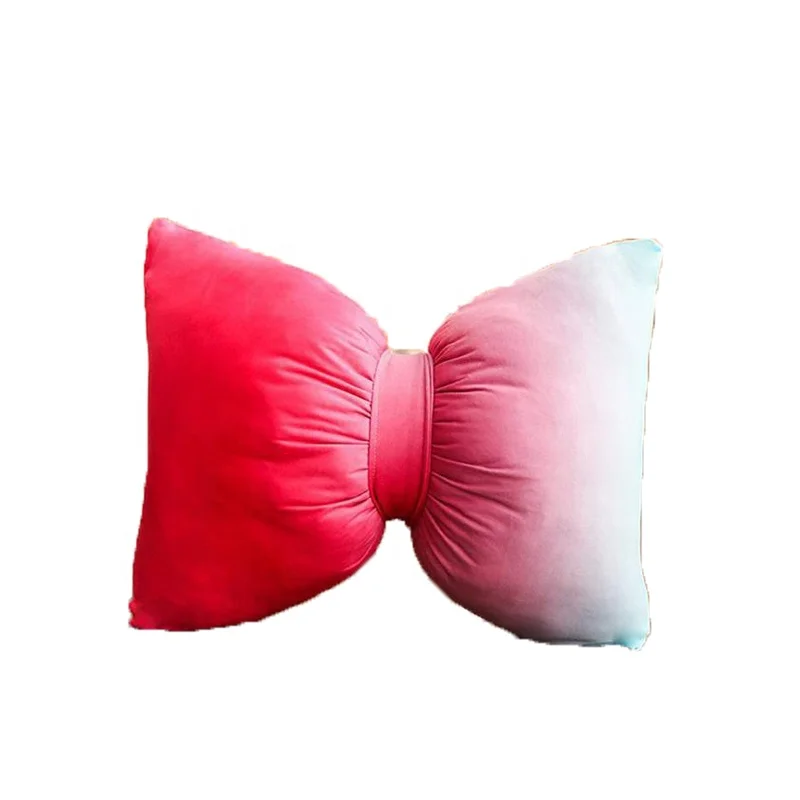 
Colorful Soft Cushion Gradient Bow Tie Cushion Car Seat Decorative Throw Pillow Back Pillow 