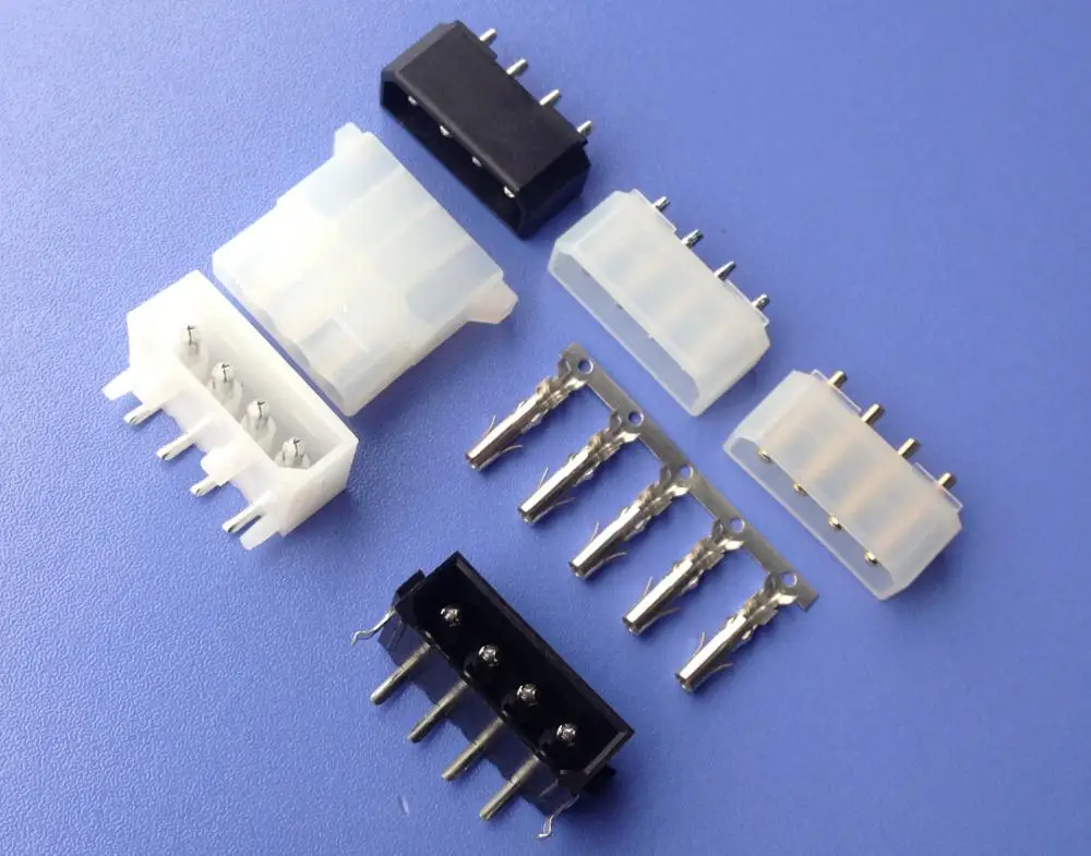 4 Pin 5.08 Black Male Molex Computer PC Power Connector Mod DIY Crimp Plug
