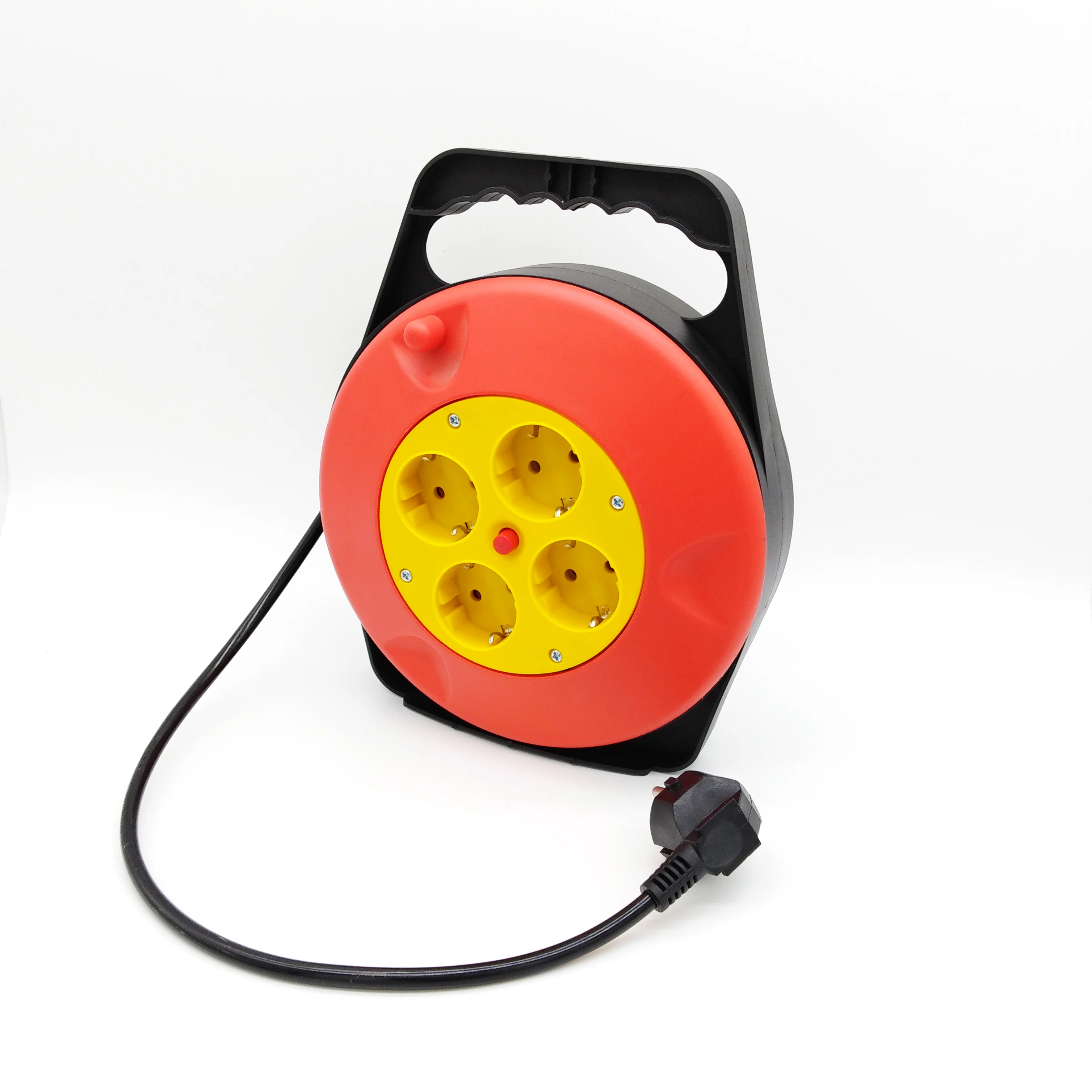 Eu Type Mini  Cable Reel 10m 4 Contact Sockets 2500w-3680w 10-16A/ 250v Electric Retractable Extension Cord Reel With Switch