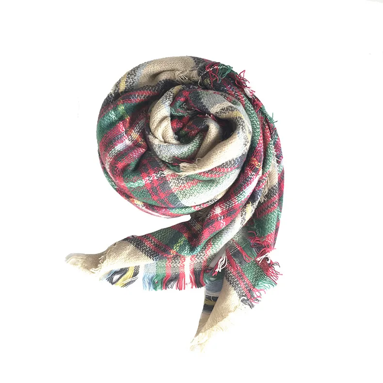 Cashmere Like 140CM Checked Pattern Lattice Square Scarf