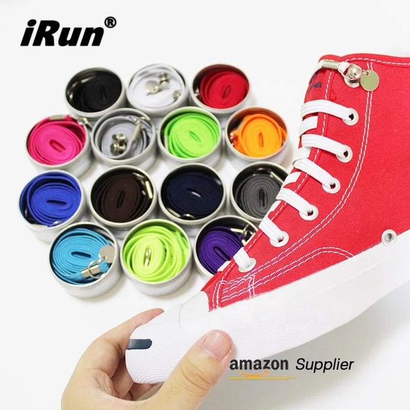 iRun Expand Flexies Navy Flat Elastic Shoe Lace No Tie Shoelaces Kids No More Lacing System Shoes Laces with Metal Ring Hooks