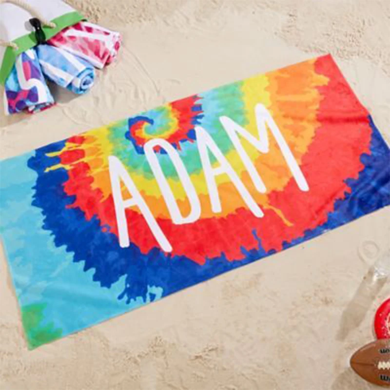 Tie-dye Beach Towel Woven Microfiber Fabric Square Adults Hand Towel Plain Dyed Sea Free Quick-dry,light Weight CN;JIA