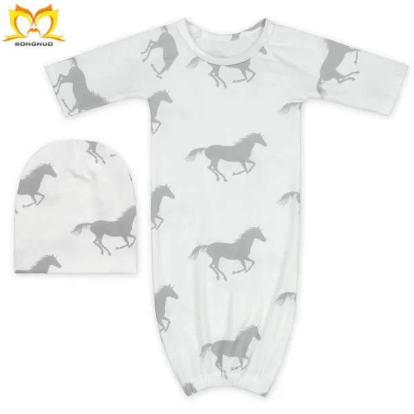 Новорожденных белый конь печатных спальный мешок для ночного эластичный низ оптовая продажа детский спальный мешок