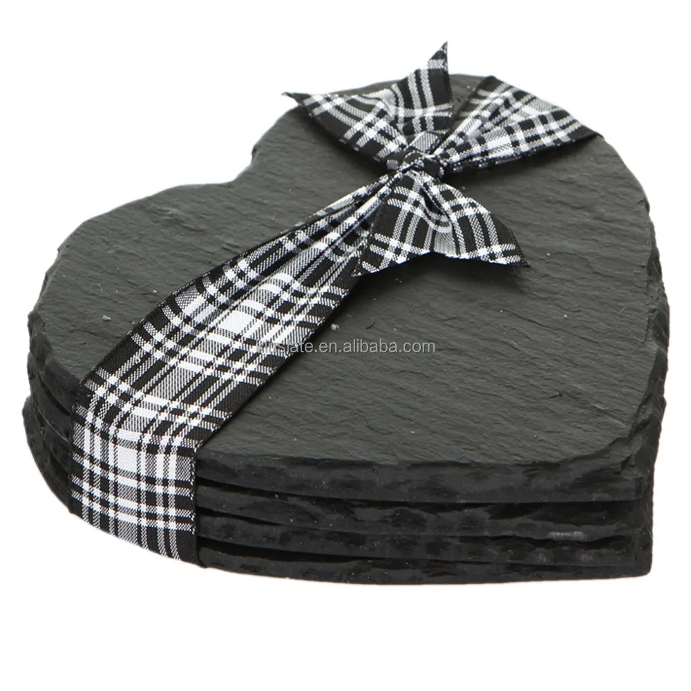 30 x 30 cm Natural black slate stone plate heart style slate gifts and crafts wholesale