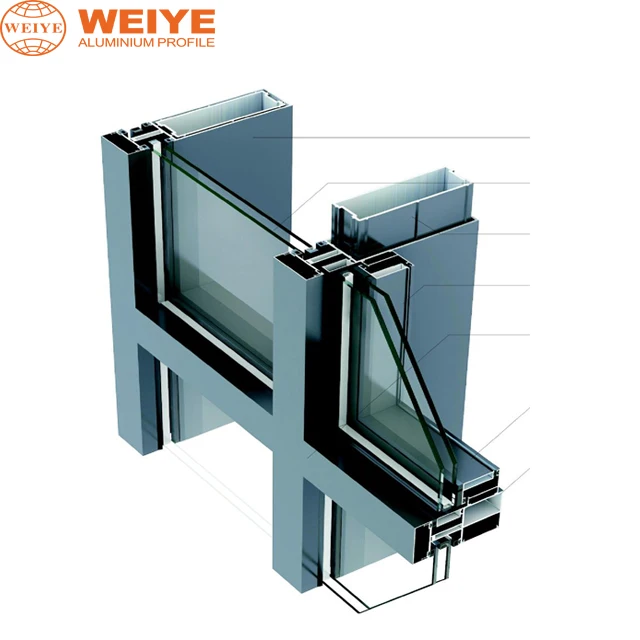 factory 60-180 series visible frame aluminum curtain wall profile glass curtain wall