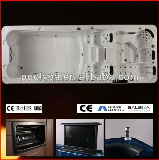 portable rectangular fiberglass swimming pool with massage spa jets