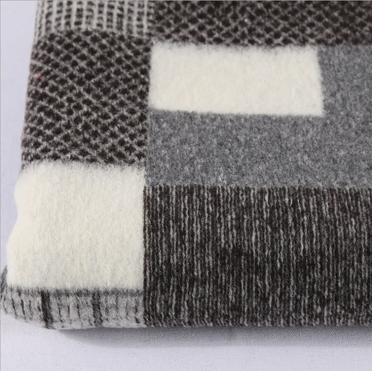 80%wool jacquard knit check pattern boiled woolen fabric for garment LYKW123