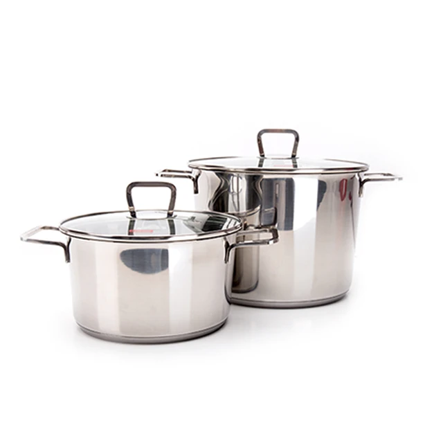 3 pieces 304 stainless steel soup pot set with glass lid