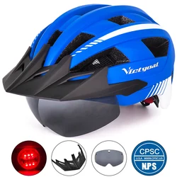 VICTGOAL Bike Helmet Led Flashlight MTB Cycling Helmet Sun Visor Goggles