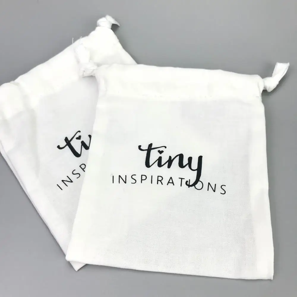 Light weight cotton custom logo jewelry gift packaging drawstring bags