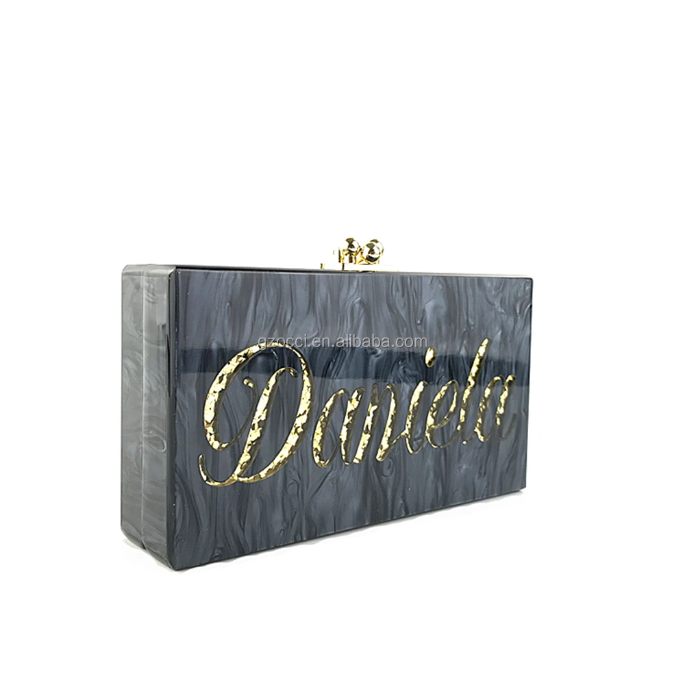 
New Design 2018 customized name acrylic box clutch evening bags OC3726 