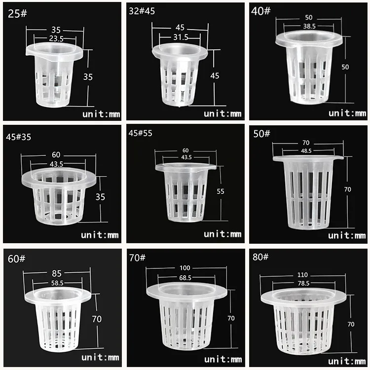 45#55 Multi span agricultural greenhouses plastic mesh cup for high quality hydroponic pot