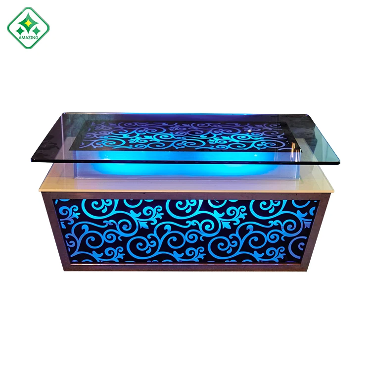 
China Hot sales Remote Control Bar KTV Hotel Room Led Table Long Square Tea Bar Table led ktv table for hotel night club 