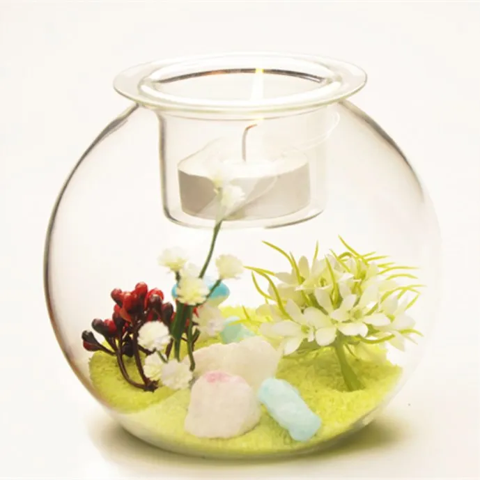 Novel Home Party Metal Candlestick Holder 2-Color Printed Glass Jar for Candlelight Dinner Customizable Logo