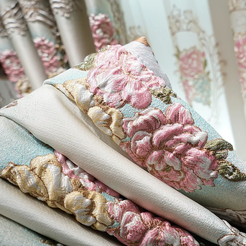 Chinese Supplier European Luxury 3D embossed Window Curtains