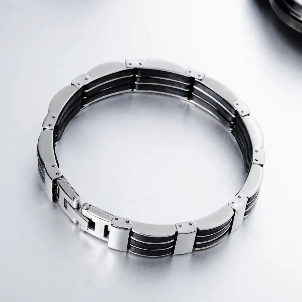 
Hottest products on the market silver color silicon mens bracelet fashion man accessories 