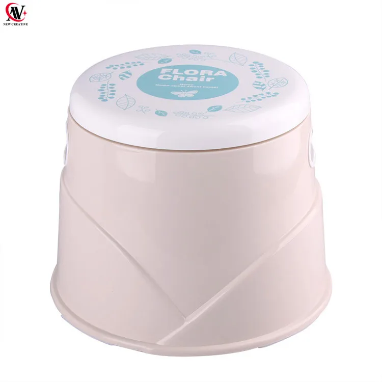 Round New Design Foot Stool cartoon Foot Rest Plastic chair with handle for kids