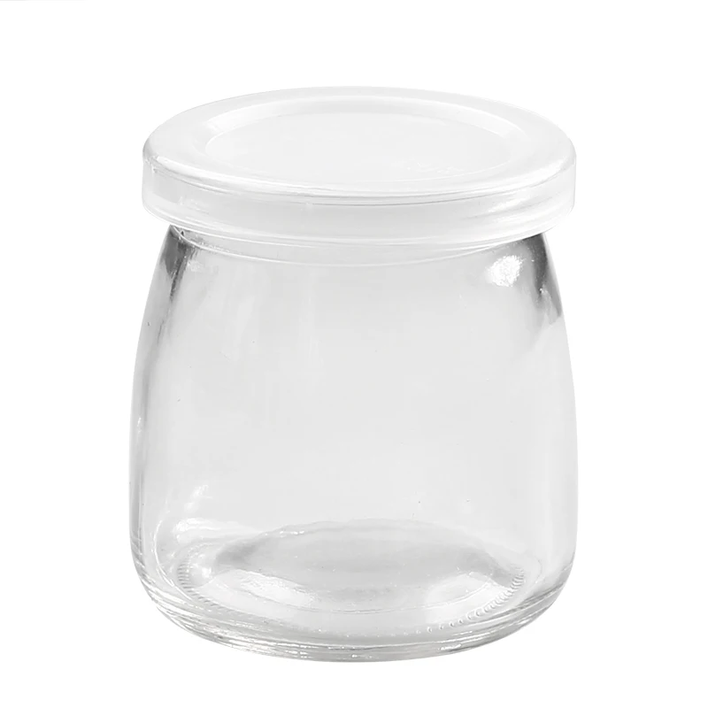 
Hot sale household storage food round glass bottle yogurt cup 100ml 150ml 200ml pudding bottle empty glass jar 