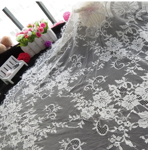 Hot Sale 72CM French Eyelash Embroidered Lace Fabric French Bridal Lace Fabric For Garment