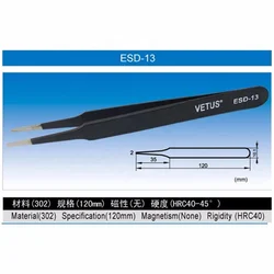 Precision black stainless tweezers ( vetus ) esd-12 esd stainless steel esd tweezer