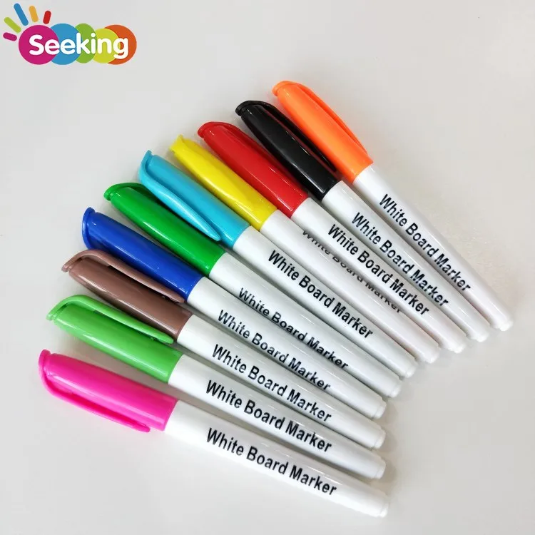 10 pack vivid color plastic tube wipe clean whiteboard marker pen