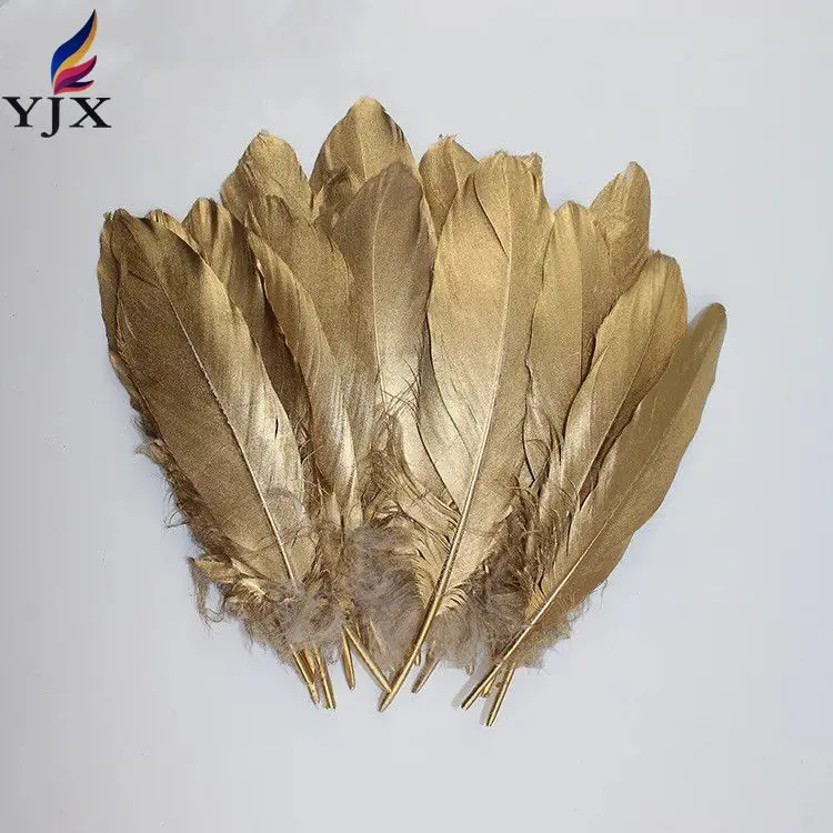 Factory Wholesale New Design DIY Gold Painted Goose Feather rooster tail